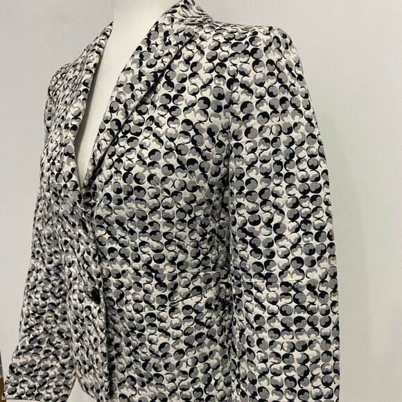 Akris Punto Black and White Abstract Print Lined Blazer Size 6 - Picture 4 of 16